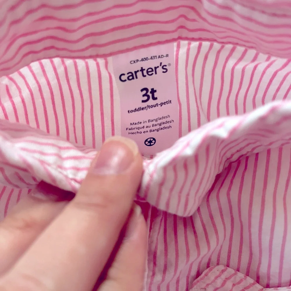 Carter’s Bundle of Pink Striped Button-Down and Denim Leggings - 3T